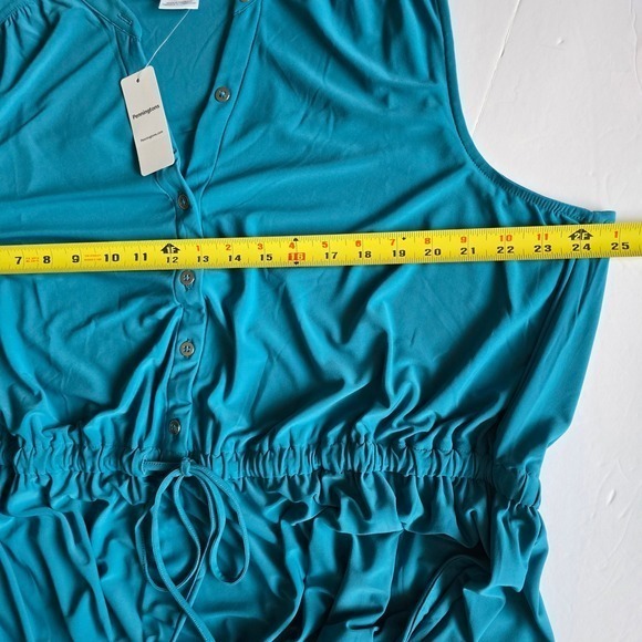 NWT Penningtons Women's Teal Blue Sleeveless Button Front Shirtdress 2X - Picture 13 of 15